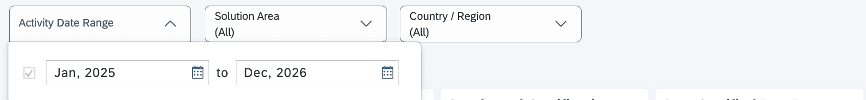 Dashboard showing a top filter bar with drop‑down filters for adjusting analysis parameters.